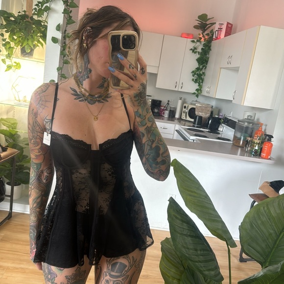 NTW Anthropology babydoll lace corset tank top - Picture 3 of 5